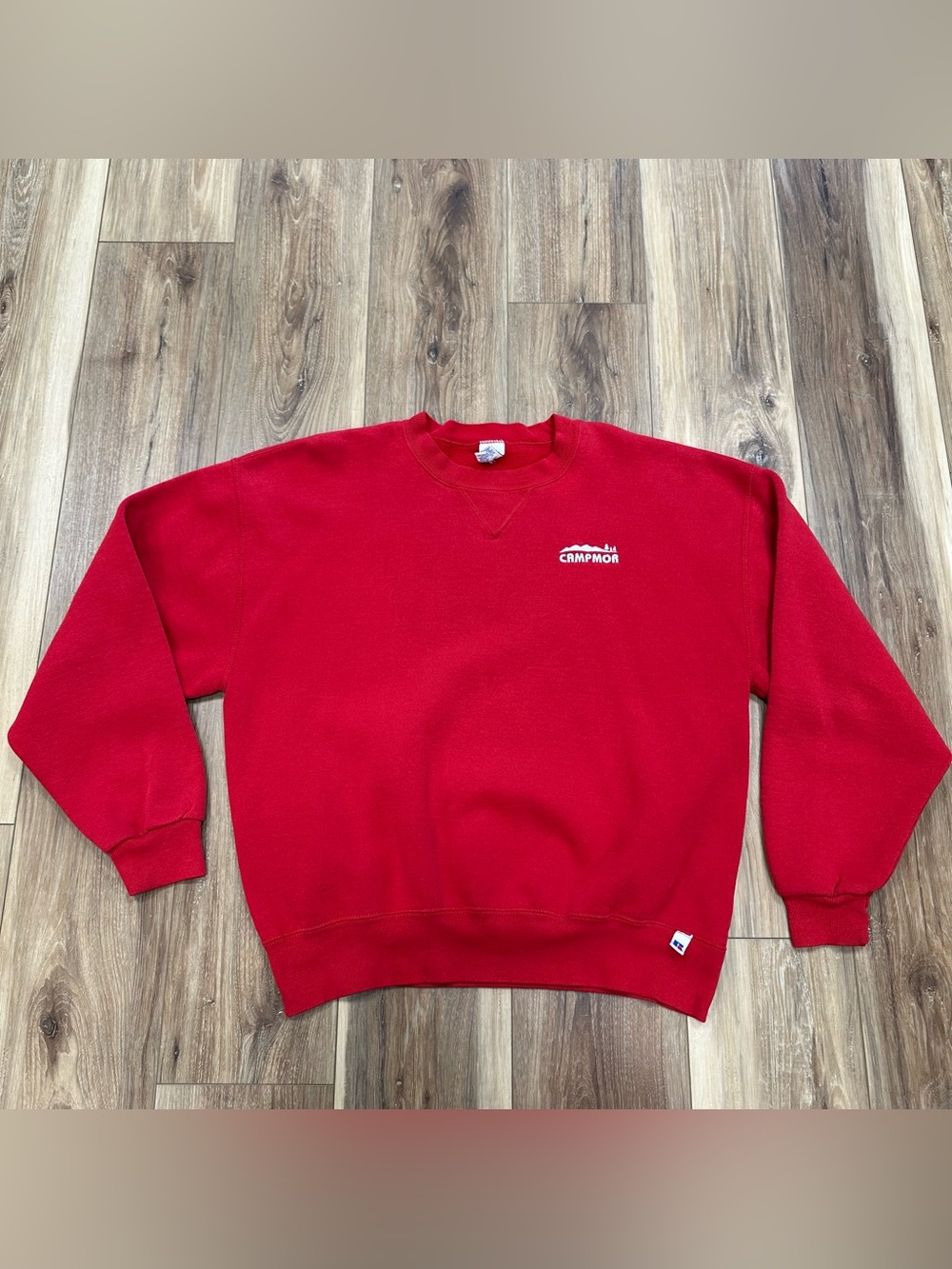 Vintage Russell Athletic Campmor Embroidered Crewneck Sweatshirt, Red, XL